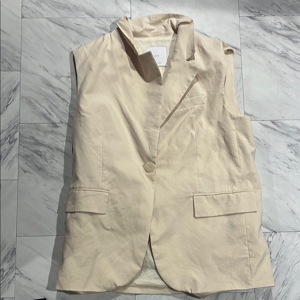 Mango Beige Sleeveless Blazer Vest